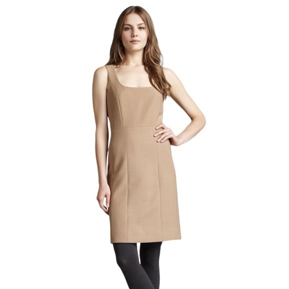 TORY BURCH Azalea Square Neck Woolen Dress Camel Brown Size 6 - Picture 9 of 9